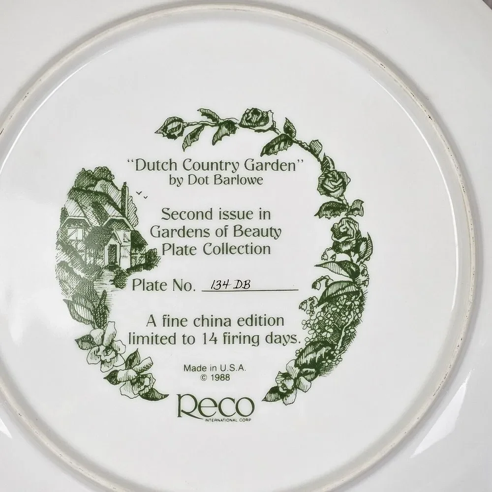 VTG RECO Gardens of Beauty Plate‎ HOLLAND Dutch Country Garden by Dot Barlowe